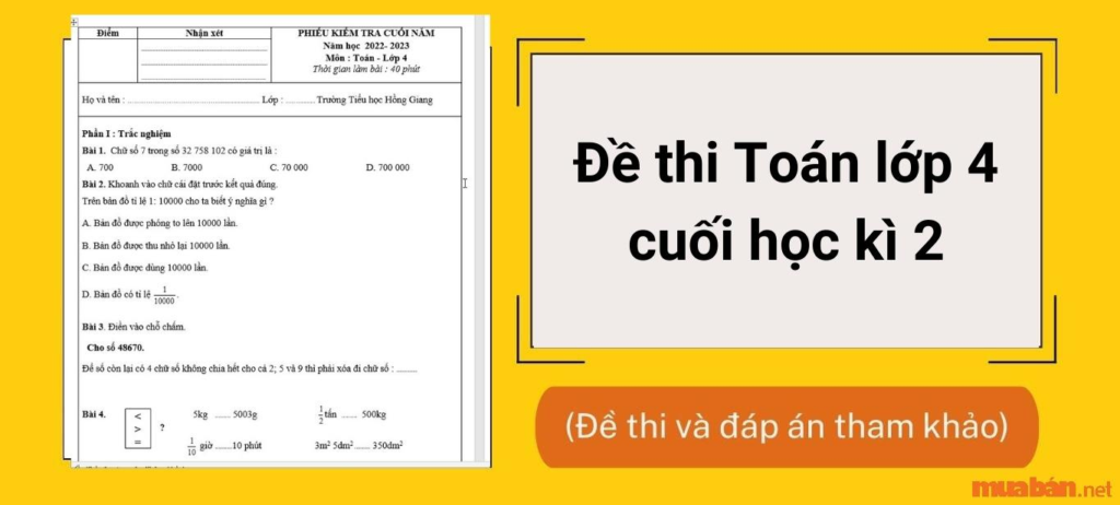 Các Loại Đề Toán Lớp 4