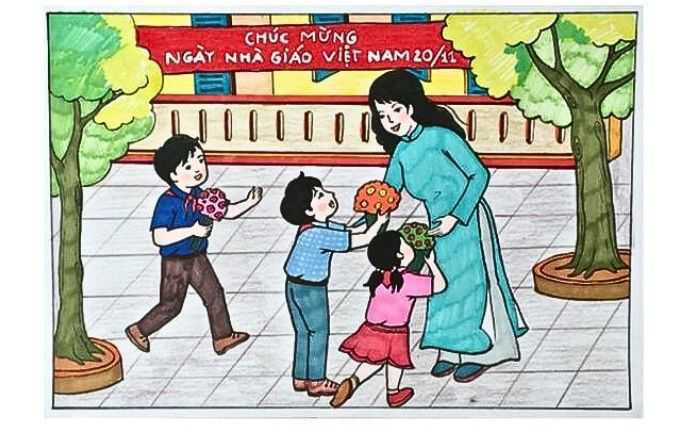 Vẽ Tranh Trang Trí Hội Trường Ngày 20/11: Sáng Tạo Qua Từng Nét Vẽ